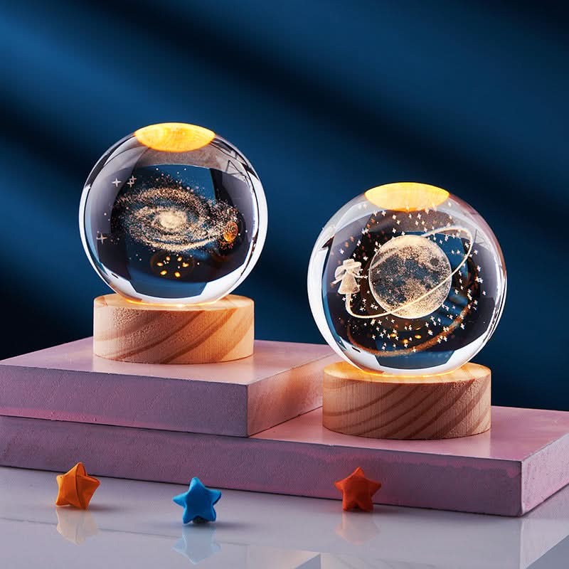 Skanto | Elegant 3D LED nattlampe med glitrende krystallskinn