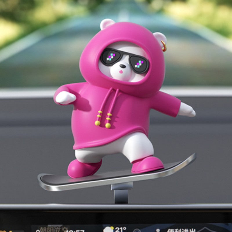 Skanto | Bilmontert Tegneserie Skateboardbjørn Glidende Ornament