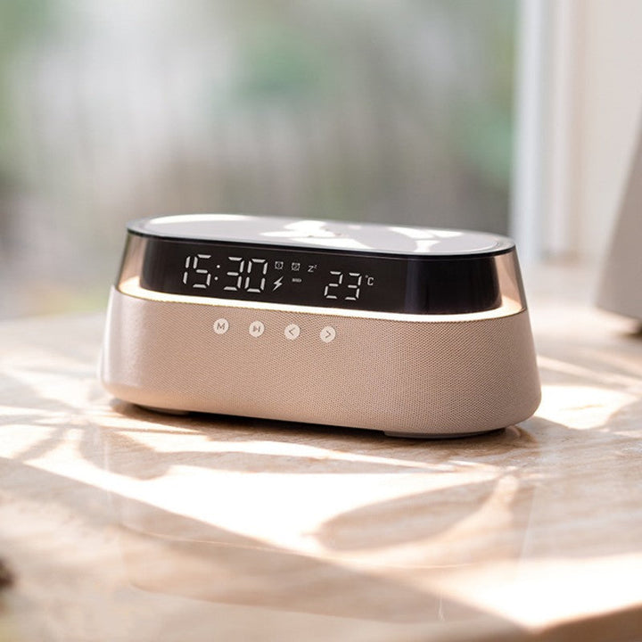 Skanto | Nattlys Trådløs Lader Alarmklokke Retro Bluetooth Høyttaler
