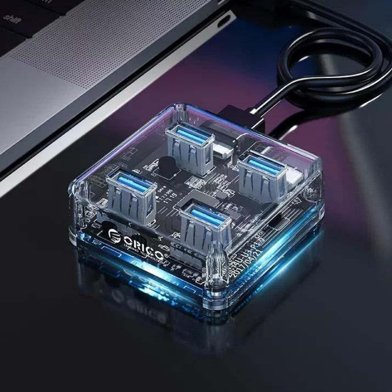 Skanto | Transparent Minimalist 4-Port USB 3.0 Utvidelsesdokk
