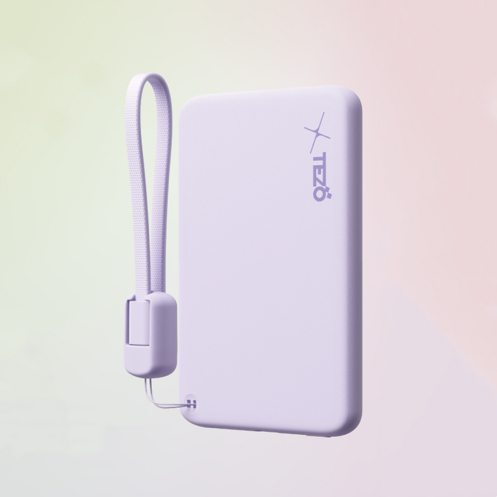 Skanto | Ultra-Tynn Fargerik Magnetisk Lader Power Bank Med Innebygd Snor