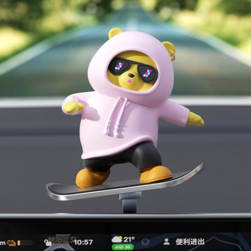 Skanto | Bilmontert Tegneserie Skateboardbjørn Glidende Ornament