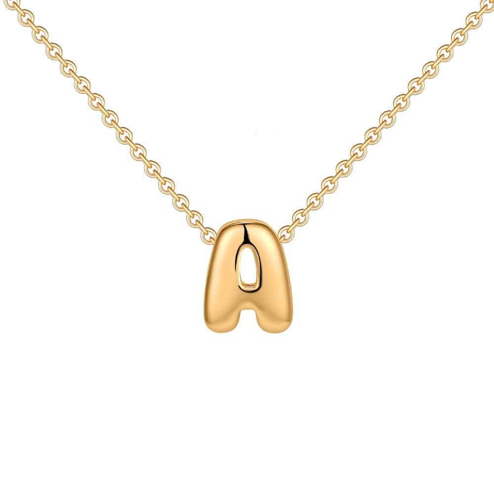 Skanto | Dainty Bubble Letter Initial Necklace