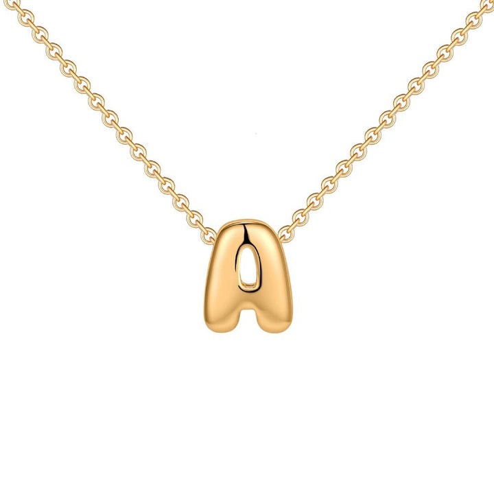 Skanto | Dainty Bubble Letter Initial Necklace