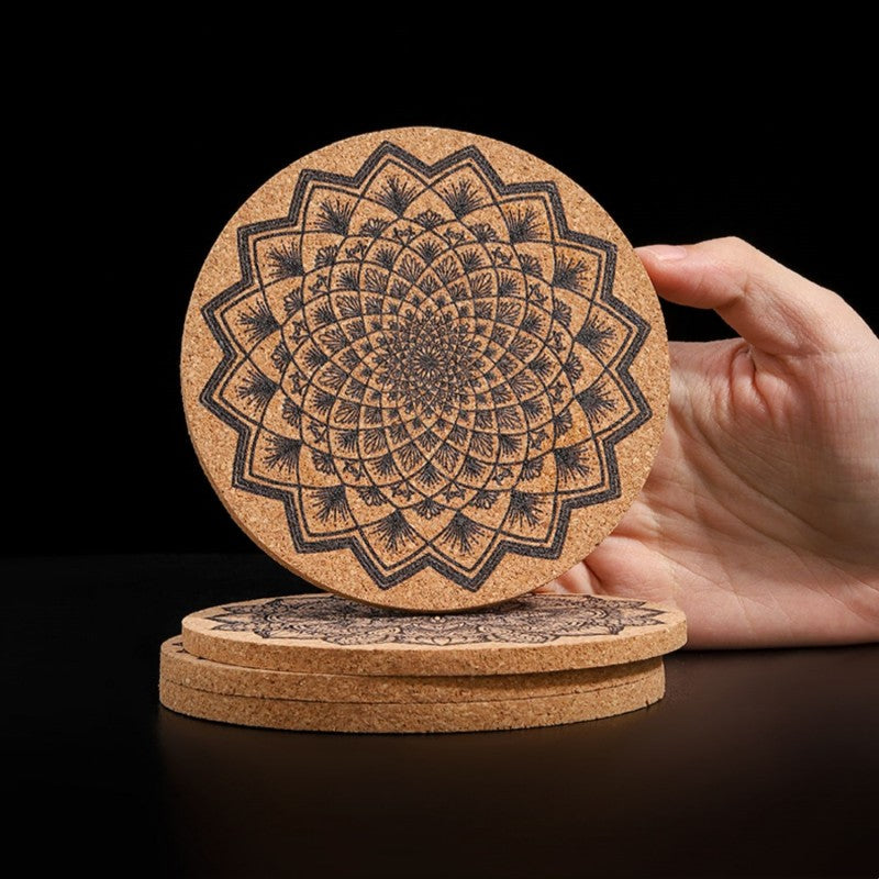 Norvo | Retro Print Varmeresistente, Rutsjefrie, Og Absorberende Korkunderlag (Blandet Sett av 4)