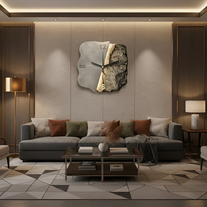 Sandstone Veggklokke – Moderne 3D Design | Dekorativ for Stuer og Kontorer | Skanto