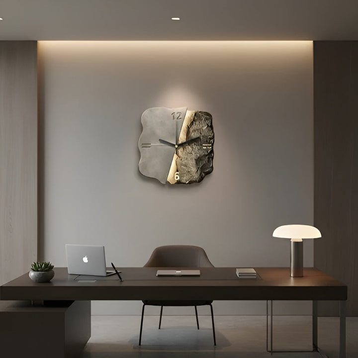 Sandstone Veggklokke – Moderne 3D Design | Dekorativ for Stuer og Kontorer | Skanto