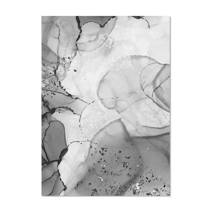 Modern Gray Fluid Marble Print Wall Art Fine Art Canvas Prints Abstract Black White Posters for Living Room Home Office Art Decor | Skanto