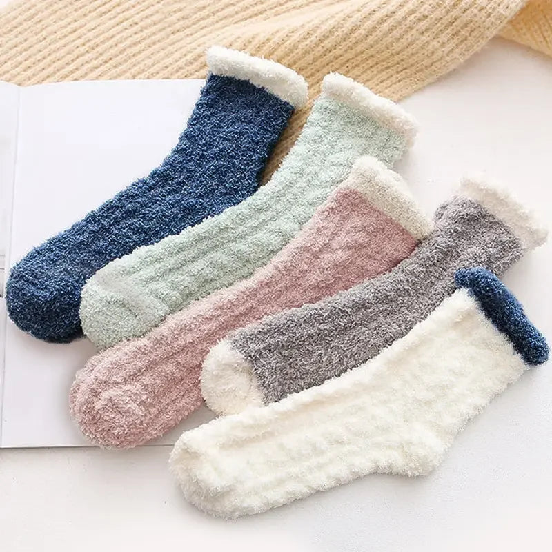 Skanto | Vinter Sokker FrostStep | Med Fleece Fôr | 5-Pakning | Ensfarget | Størrelse EU 34–40