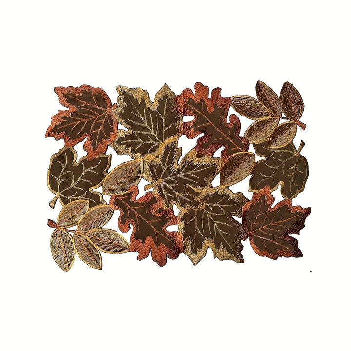 Skanto | HarvestLeaf Bordløper | Brodert Lønnblad Design | Høstdekor i Landlig Stil