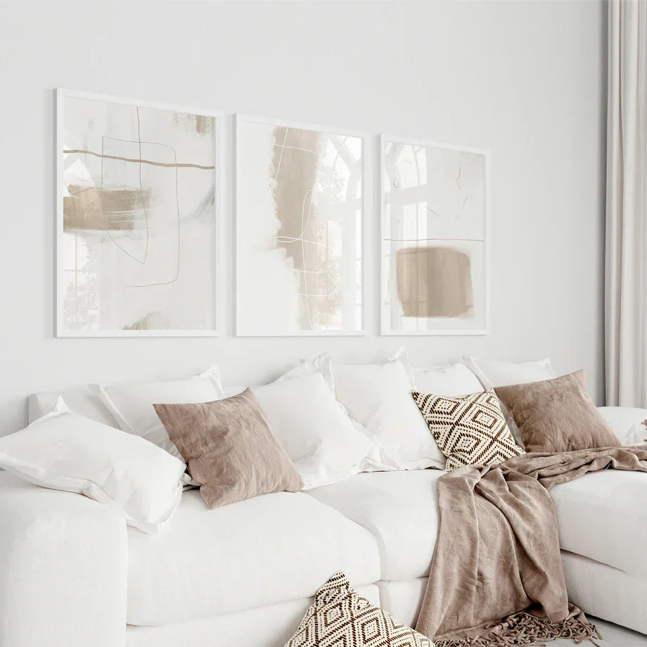 Absolutt Minimal Beige Hvit Abstrakt Veggkunst Fine Art Lerret Trykk Enkle Kunstverk For Moderne Leilighet Stue Kunst For Samtidsdekorasjon | Skanto