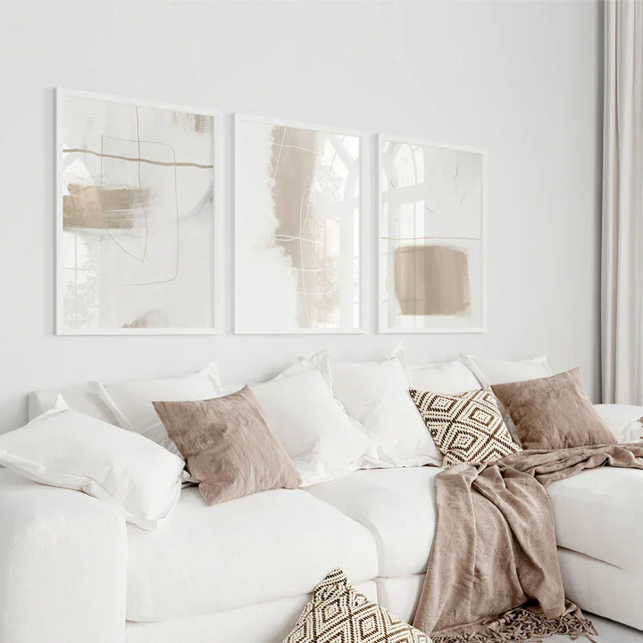 Absolutt Minimal Beige Hvit Abstrakt Veggkunst Fine Art Lerret Trykk Enkle Kunstverk For Moderne Leilighet Stue Kunst For Samtidsdekorasjon | Skanto