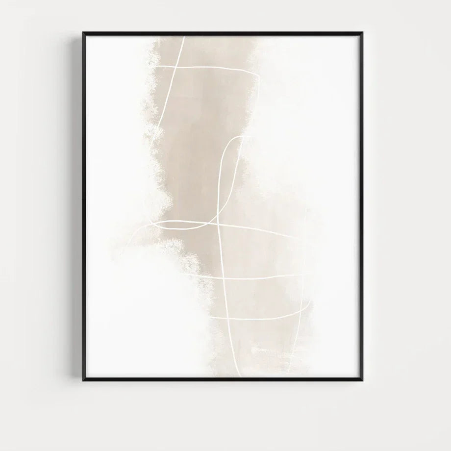 Absolutely Minimal Beige White Abstract Wall Art Fine Art Canvas Prints Simple Artwork For Modern Apartment Living Room Art For Modern Decor | Skanto