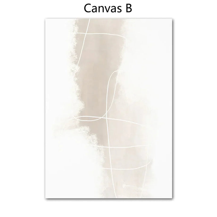 Absolutely Minimal Beige White Abstract Wall Art Fine Art Canvas Prints Simple Artwork For Modern Apartment Living Room Art For Modern Decor | Skanto