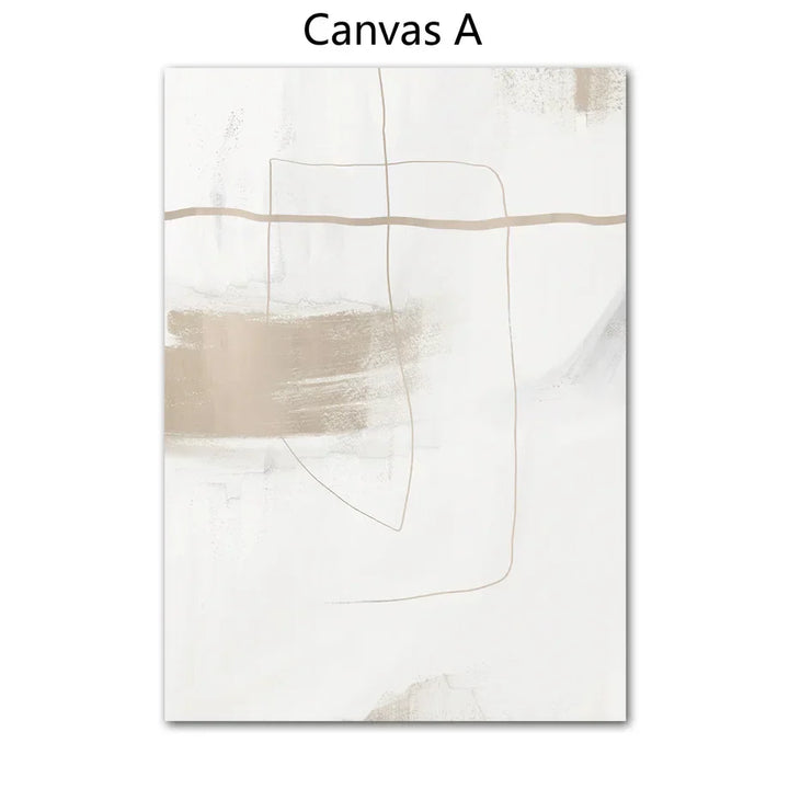 Absolutely Minimal Beige White Abstract Wall Art Fine Art Canvas Prints Simple Artwork For Modern Apartment Living Room Art For Modern Decor | Skanto