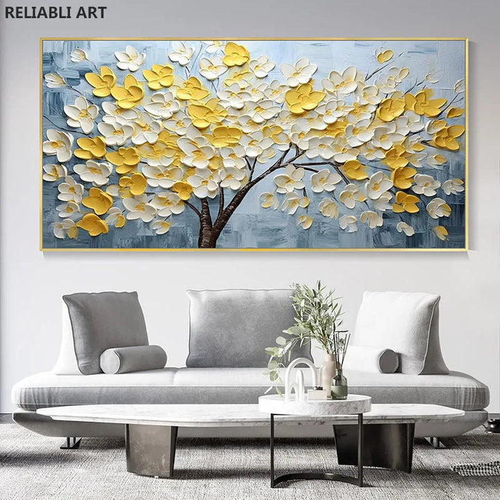 Abstract Cherry Blossom Tree Wall Art Fine Art Canvas Prints Modern Botanical Flower Pictures for Living Room Bedroom Art Decor | Skanto