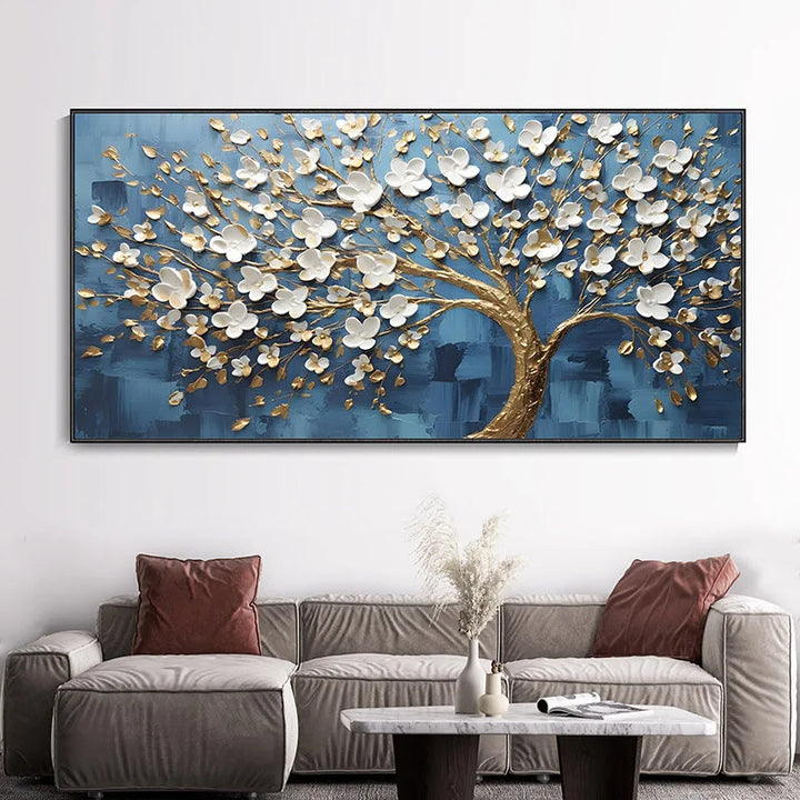 Abstract Cherry Blossom Tree Wall Art Fine Art Canvas Prints Modern Botanical Flower Pictures for Living Room Bedroom Art Decor | Skanto