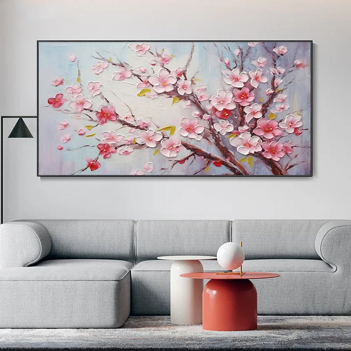 Abstract Cherry Blossom Tree Wall Art Fine Art Canvas Prints Modern Botanical Flower Pictures for Living Room Bedroom Art Decor | Skanto