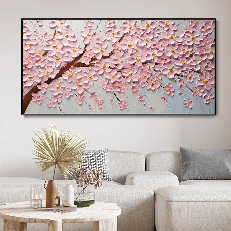 Abstract Cherry Blossom Tree Wall Art Fine Art Canvas Prints Modern Botanical Flower Pictures for Living Room Bedroom Art Decor | Skanto