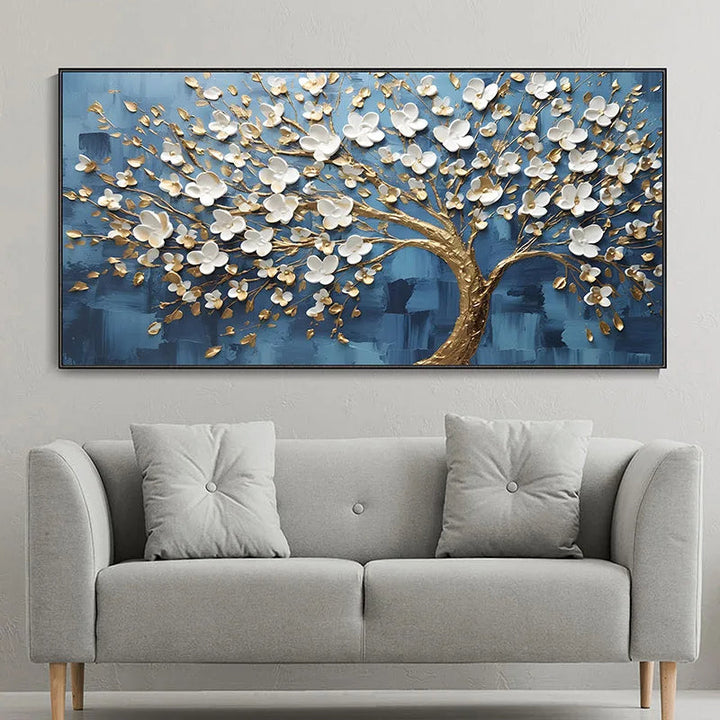 Abstract Cherry Blossom Tree Wall Art Fine Art Canvas Prints Modern Botanical Flower Pictures for Living Room Bedroom Art Decor | Skanto