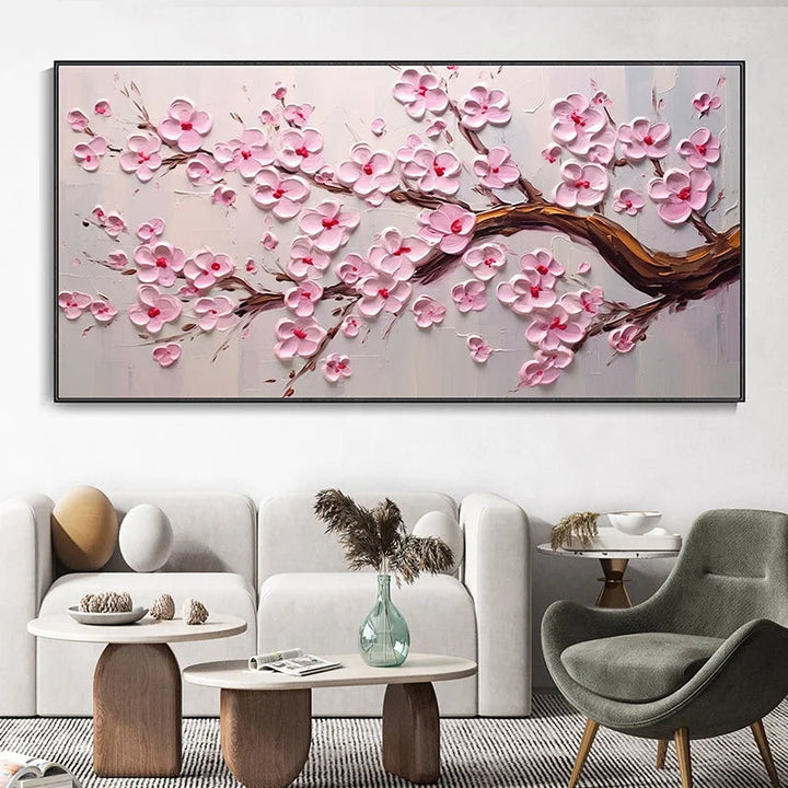 Abstract Cherry Blossom Tree Wall Art Fine Art Canvas Prints Modern Botanical Flower Pictures for Living Room Bedroom Art Decor | Skanto