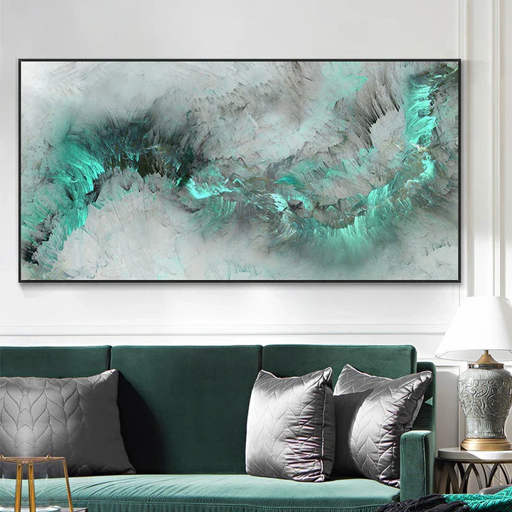 Abstrakt grønne alien-skyer veggkunst Fine Art lerretsutskrifter jadegrønn grå himmel bilde for moderne leilighet-stue kontor dekor | Skanto
