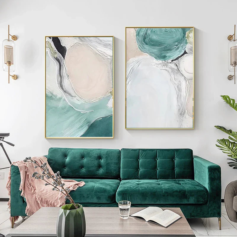 Abstrakt grønn Aqua sandete strand-seascape veggkunst Fine Art lerretsutskrifter bilder for moderne leilighet stue soverom kunstdekorasjon | Skanto