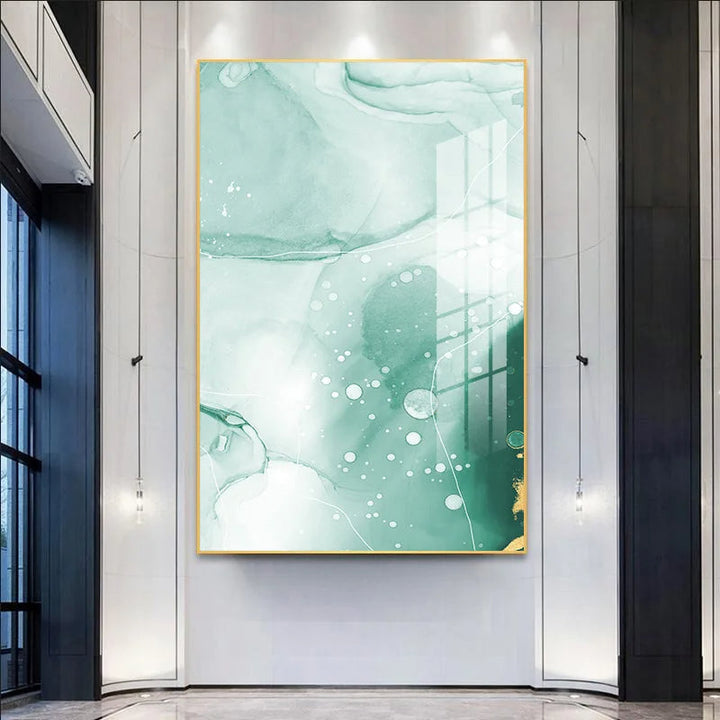 Abstrakt grønn gyllen marmor trykk veggkunst Fine Art lerretstrykk bilder for moderne leilighet stue hotellrom kunstdekor | Skanto
