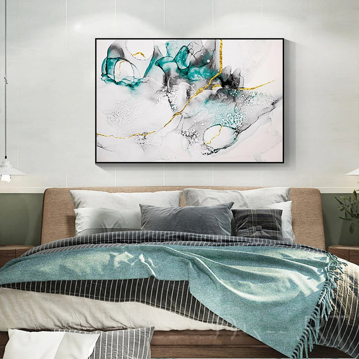Jade Grønn Grå Gylden Marmor Trykk Abstrakt Vegkunstopplevelse Fin Kunst Lærredstrykk Bilder For Moderne Stue Hjemmekontor Kunst Dekor | Skanto