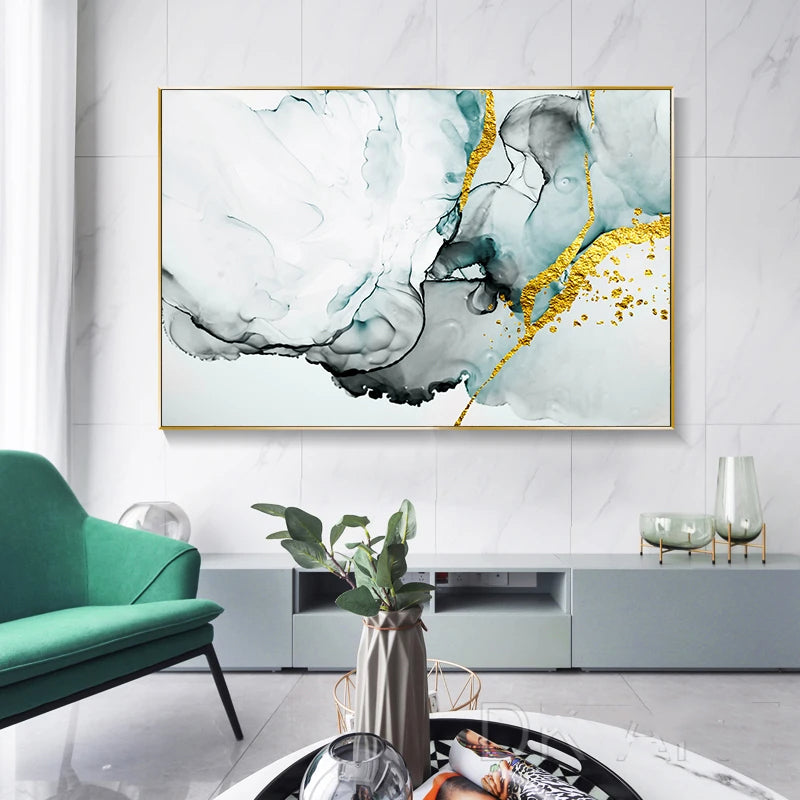 Jade Grønn Grå Gylden Marmor Trykk Abstrakt Vegkunstopplevelse Fin Kunst Lærredstrykk Bilder For Moderne Stue Hjemmekontor Kunst Dekor | Skanto