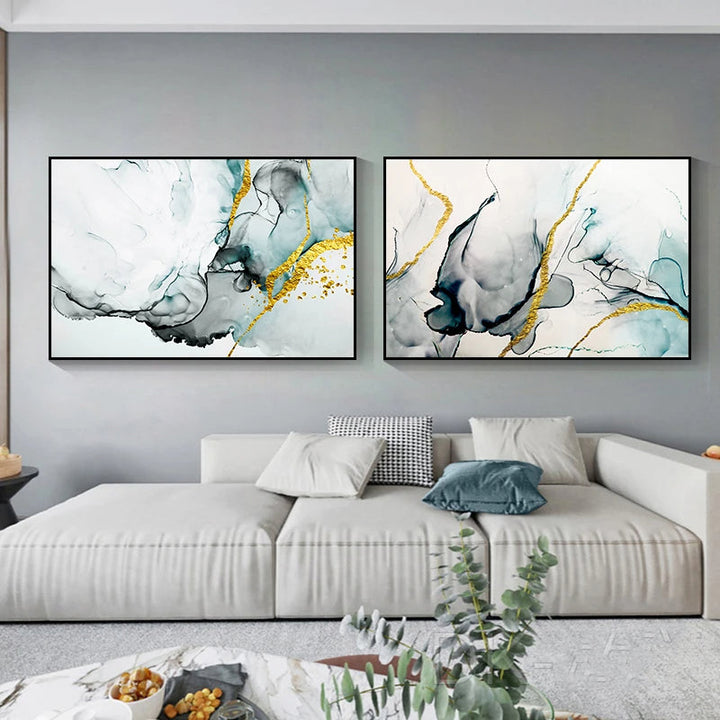 Jade Grønn Grå Gylden Marmor Trykk Abstrakt Vegkunstopplevelse Fin Kunst Lærredstrykk Bilder For Moderne Stue Hjemmekontor Kunst Dekor | Skanto