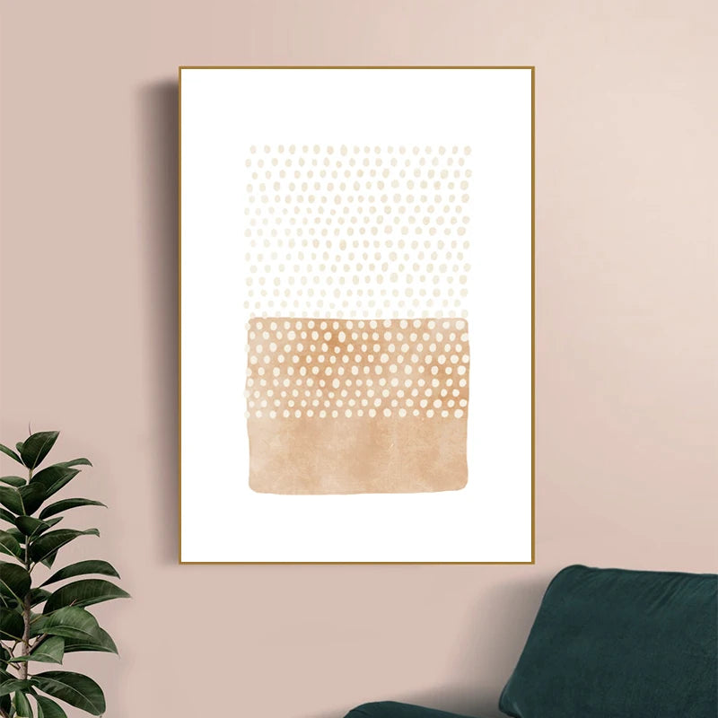 Abstrakt Minimalistisk Skandinavisk Punktkunst Veggkunst Finkunst Lerrettrykk Nyansene av Beige Svart Brun Nøytrale Fargebilder for moderne Stue Innredning | Skanto