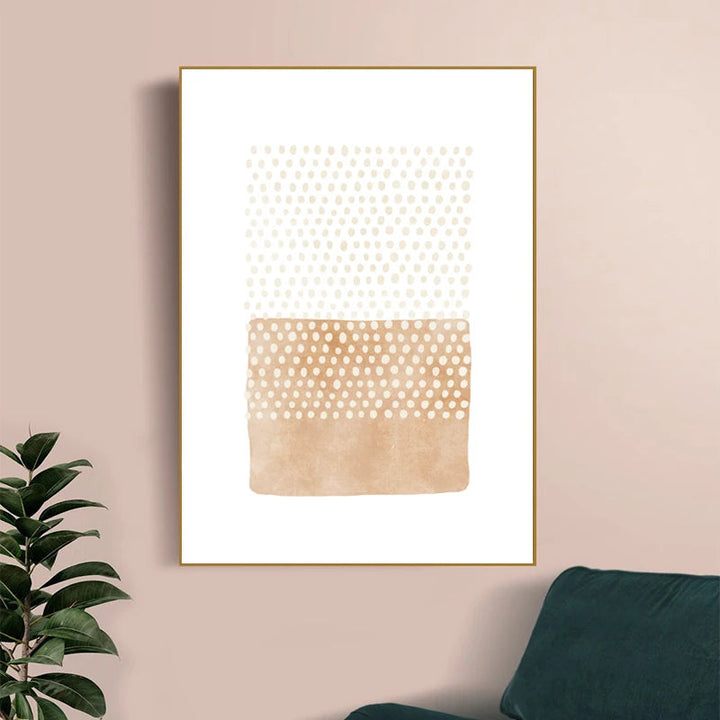 Abstrakt Minimalistisk Skandinavisk Punktkunst Veggkunst Finkunst Lerrettrykk Nyansene av Beige Svart Brun Nøytrale Fargebilder for moderne Stue Innredning | Skanto