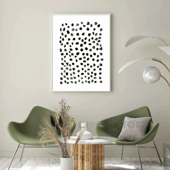 Abstrakt Minimalistisk Skandinavisk Punktkunst Veggkunst Finkunst Lerrettrykk Nyansene av Beige Svart Brun Nøytrale Fargebilder for moderne Stue Innredning | Skanto