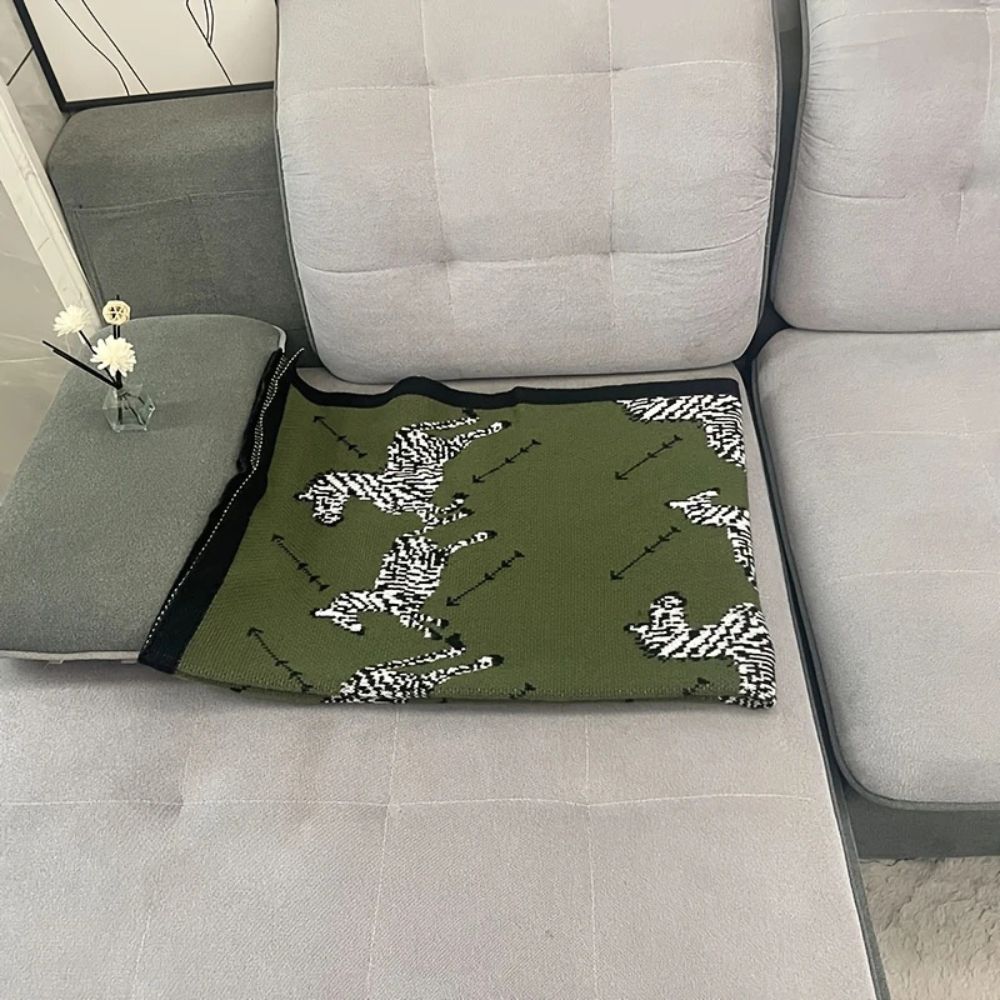 Skanto | Akryl Vintage Vill Zebra Strikket Teppe