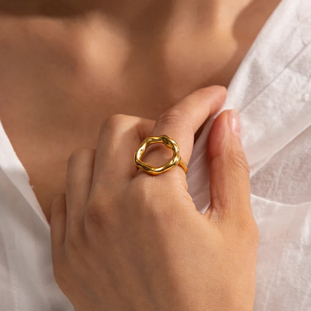 Skanto | 18k Smeltet Blomst Åpen Ring