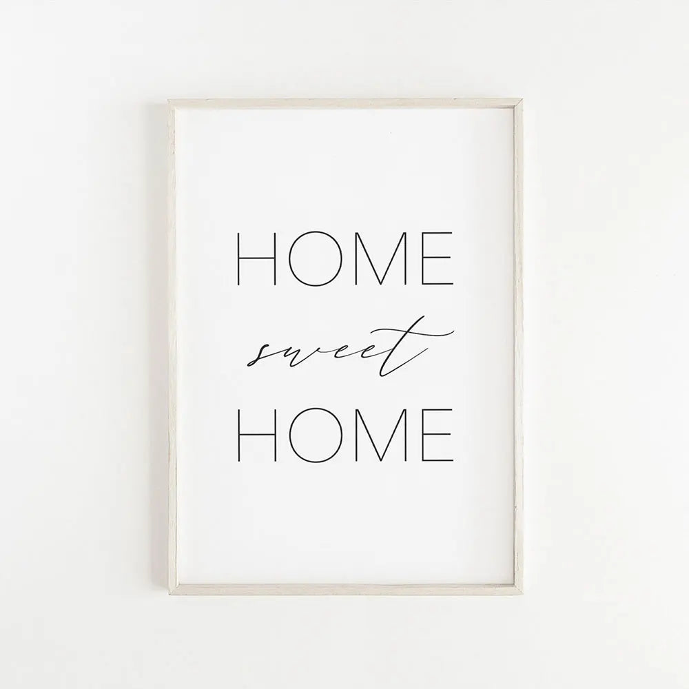 Home Sweet Home Black White Quotes Posters Wall Art Canvas Prints Minimalist Nordic Pictures For Simple Living Room Decor | Skanto