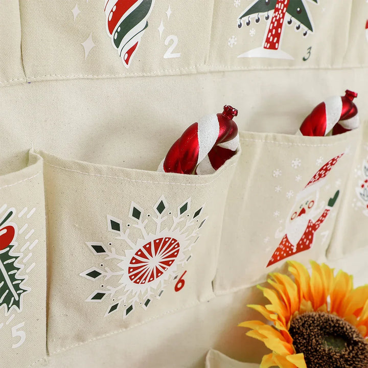 Skanto | Julekalender med 24 lerretsposer for barn – Hengende juledekorasjon i multicolor