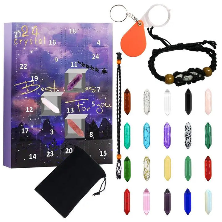 Skanto | ZenAura Adventskalender – 24 Krystaller Sett for Balanse, Meditasjon & Selvpleie