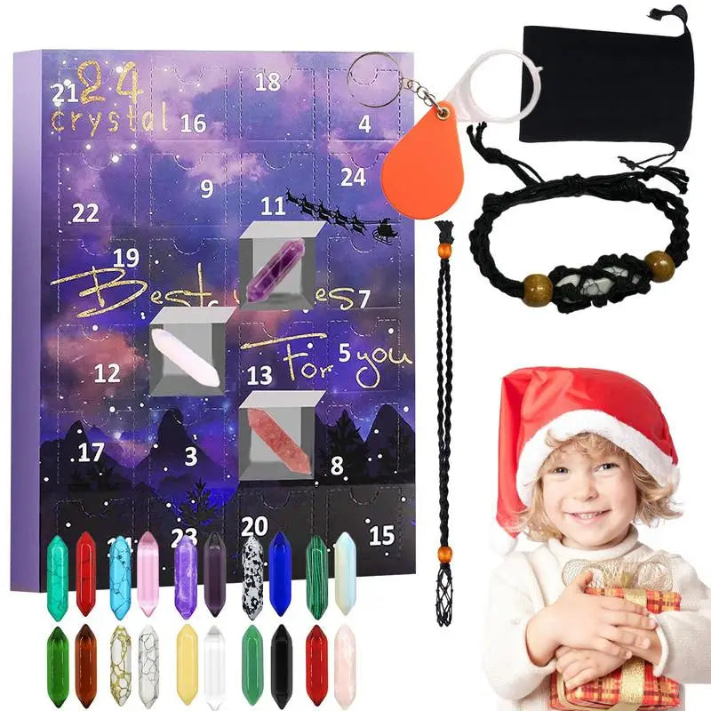 Skanto | ZenAura Adventskalender – 24 Krystaller Sett for Balanse, Meditasjon & Selvpleie