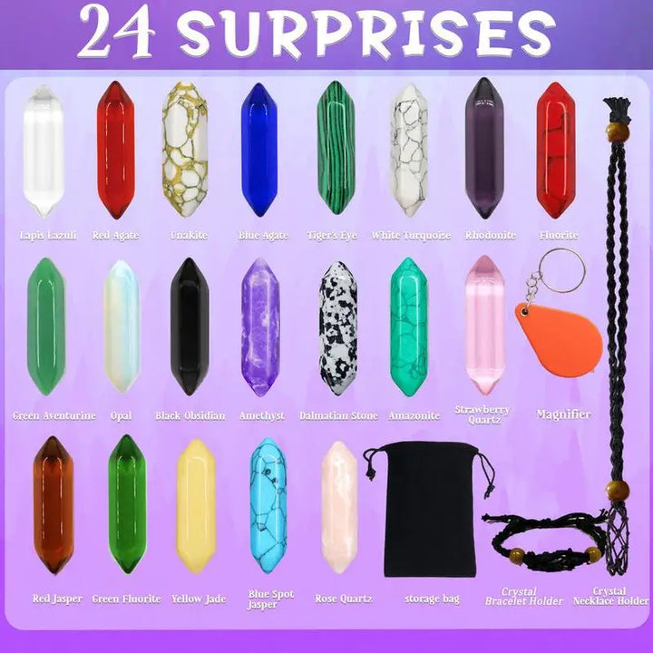Skanto | ZenAura Adventskalender – 24 Krystaller Sett for Balanse, Meditasjon & Selvpleie