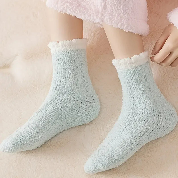 Skanto | Vinter Sokker FrostStep | Med Fleece Fôr | 5-Pakning | Ensfarget | Størrelse EU 34–40