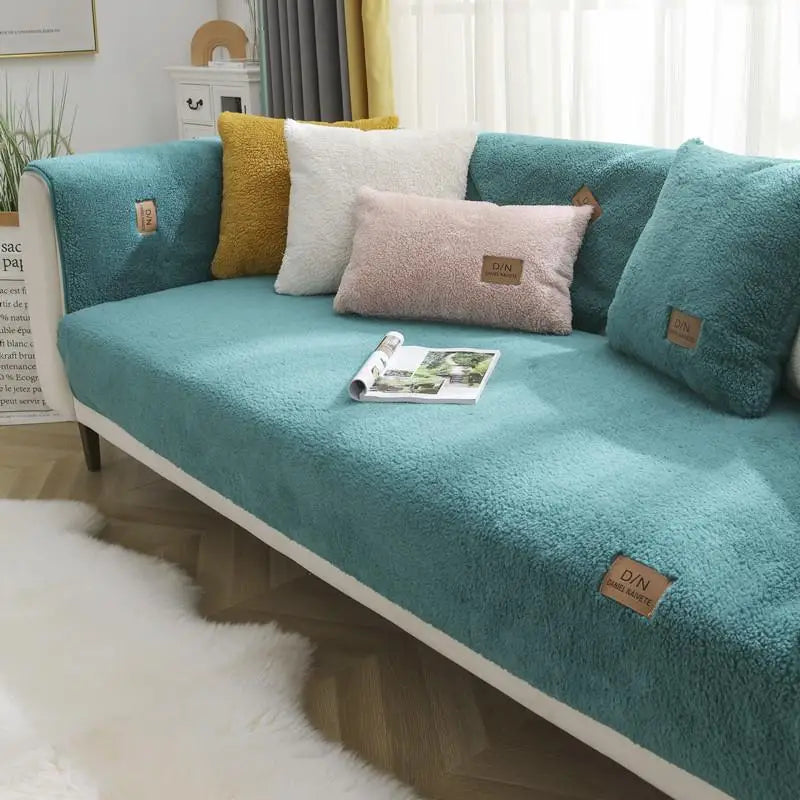 Skanto | Vanntett Tykk Fuzzy Sherpa Fleece Rutsjesikker Sofa Deksel