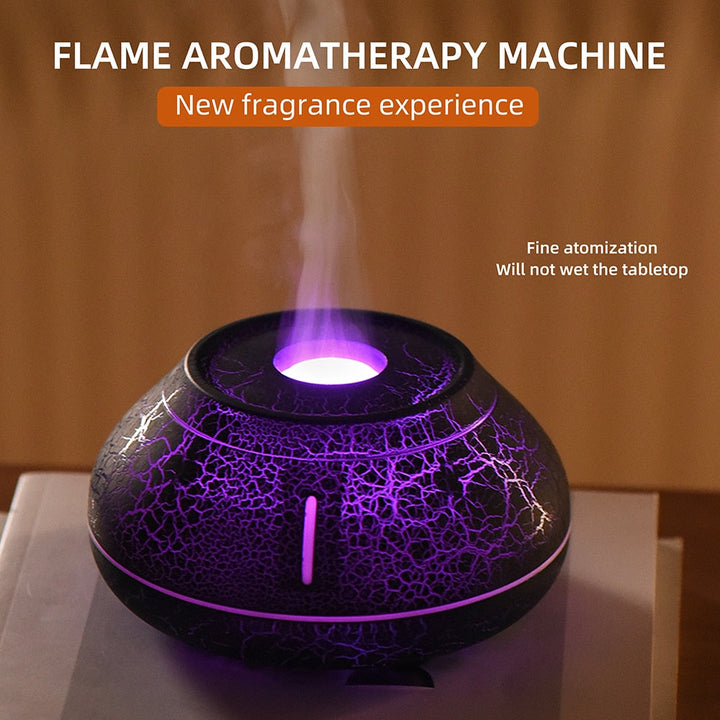 Skanto | Luftfukter sprekk vulkan flamme essensiell olje diffuser ultrasonisk kald tåke maker LED essensiell olje lampe luft diffuser