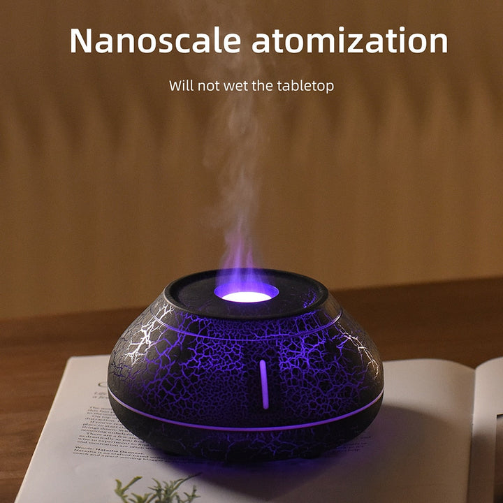 Skanto | Luftfukter sprekk vulkan flamme essensiell olje diffuser ultrasonisk kald tåke maker LED essensiell olje lampe luft diffuser