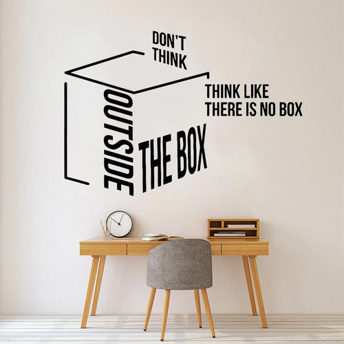 Alternative Think Outside the Box Wall Decal Motivational Quote For Office Idea Wall Stickers Removable Mural For Inspiring Creative Thinking | Skanto