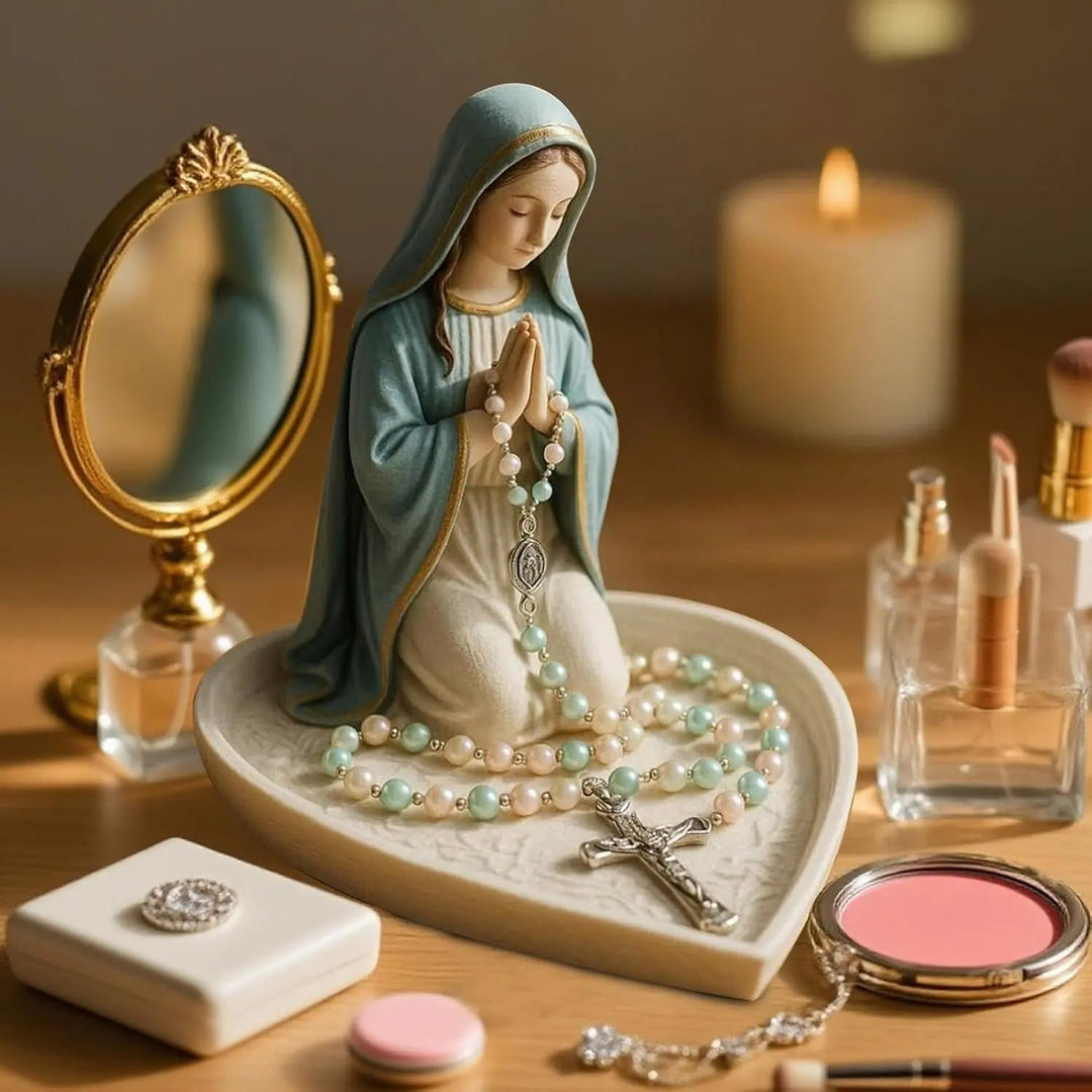 Skanto | Spirituell Rosenkransholder Sancta – Elegant Oppbevaring med Maria Motiv
