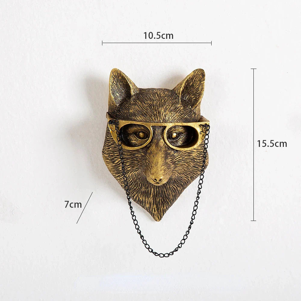 Norvo | Antikk bronseharpiks dyremotiv gyllen hjortehode vegghook bakgrunnsveggtilbehør dekorative figurer