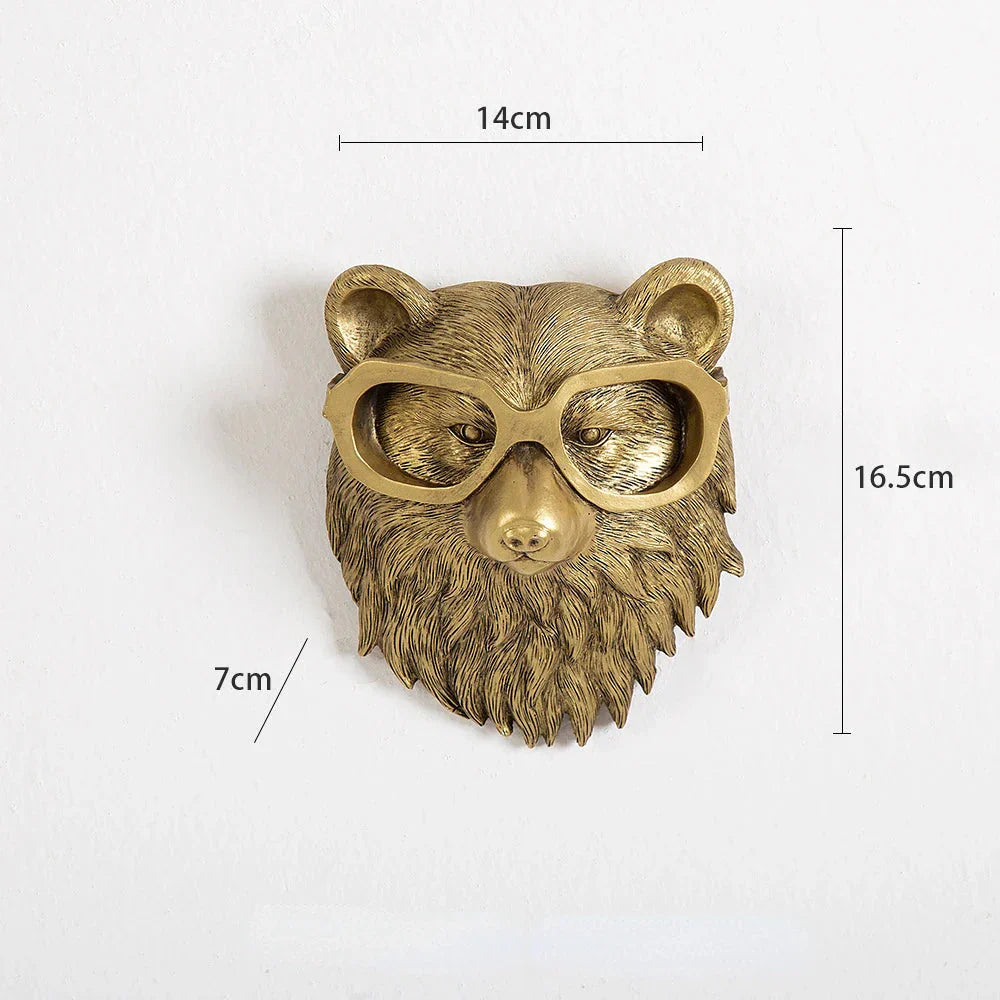 Norvo | Antikk bronseharpiks dyremotiv gyllen hjortehode vegghook bakgrunnsveggtilbehør dekorative figurer