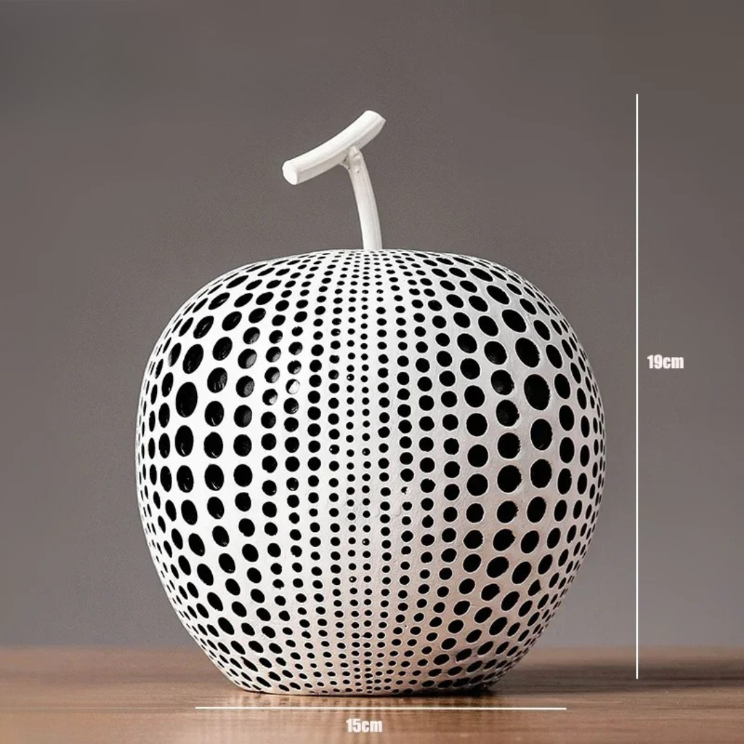 Dekorativ MonoApple-Figur – Apfel mit schwarzen und weißen Punkten